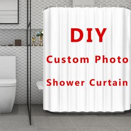 Shower Curtains Custom Curtain For Bathroom Waterproof 3D Print Customised Po Text Logo Mildew Proof Bath Decor Drop