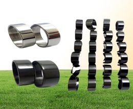 whole 100 Pcs Silver Black Plain Band stainless steel rings fashion wedding band Couples ring jewelry ring9653367