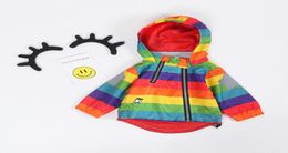 Fashion Casual Baby Jacket Boys Girls Clothes Cool Jacket Kids Rainbow Colour Windbreaker Windproof Raincoat Boys Outerwear CA4407877886