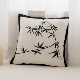 Pillow Chinese Bamboo Embroidery Soft Chennile Cover Decorative Case Modern Art House Bedding Sofa Coussin Deco