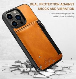 Vintage Leather Case for iPhone 13 12 Pro Max Full Protective Soft Bumper Card Slot Wallet Chain Business Sturdy Phone Shell Shock4710701