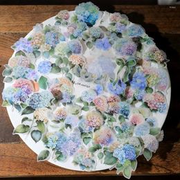 Gift Wrap 45pcs Vintage Hydrangea Stickers Junk Journal Ephemera Blue Purple Flower Planner Aesthetic Scrapbooking Material