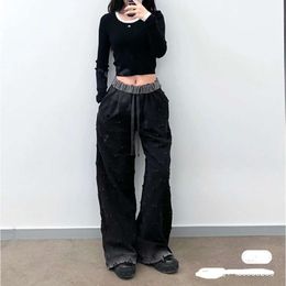 SMFK K Burning Garden Wide Leg Sports Pants Made of Pure Cotton with Loose Lace Up Design for Leisure Pants Spring Style