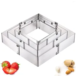 Baking Moulds Stainless Steel Adjustable Cake Mould Square Shape Mousse Cheesecake Mould Nonstick Cutter Dessert Pastry Tool