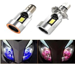 Bluepink Angel eye H4 LED Motorcycle Headlight Ba20d HS1 H6 Scooter Motorbike Headlamp Light Bulb DRL Accessories 1224V9399675