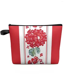 Cosmetic Bags Geranium Red Flowers Makeup Bag Pouch Travel Essentials Lady Women Toilet Organizer Kids Storage Pencil Case