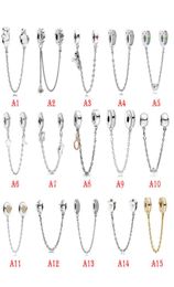 NEW 925 Sterling Silver Fit Charms Bracelets Safe Chain Rainbow Love Heart Crown Gold Charms for European Women Wedding Original Fashion Jewelry6149749