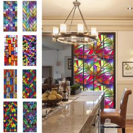 Window Stickers 45 100cm Glass Sticker Colorful Self-Adhesive UV Resistance Waterproof Membrane Film PVC Vintage Old-Fashioned Home Decor