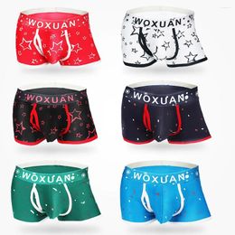 Underpants Men Sexy Printed Bulge Ultra-Thin Ice Silk Low Waist Breathable Knickers Shorts Briefs Gay Underwear Plus Size#p3