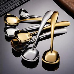 Spoons Kitchen Set Easy To Clean Stainless Steel Spoon Rust Prevention Heavy Load Durable Square Head Thick High Demand