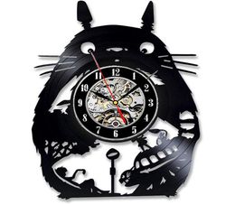 Studio Ghibli My Neighbour Totoro Vinyl Record Wall Clock Modern Design Cute Cartoon 3D Stickers Bedroom Clock5564392