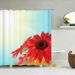 Shower Curtains Fresh Flowers Waterproof Bathroom Curtain 3D Printing Bath Fabric Decor With Hooks 180 180cm Screen
