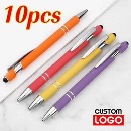 10pcs Metal Ballpoint Pen Custom Touch Screen Office School Advertising Logo Text Engraving Laser