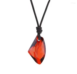 Pendant Necklaces Austrian Crystal Axe Leather Woven Necklace For UNISEX