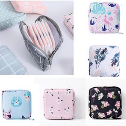 Storage Bags Simple Pattern Sanitary Pad Pouch Lovely Girls Organiser Purse Napkin Towel Women Cosmetic Makeup Small Case