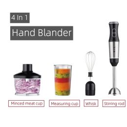 Blender Household 4 in 1 1200W Immersion Hand Stick Blender Mixer Vegetable Meat Grinder Includes Chopper and Smoothie Cup