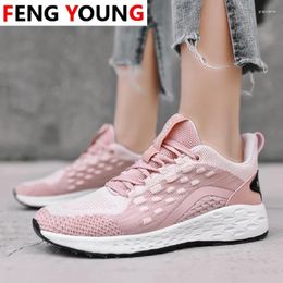 Fitness Shoes Women Vulcanised Breathable Flat Casual Female Pink Mesh Snekers Quality Lightweight Sneakers