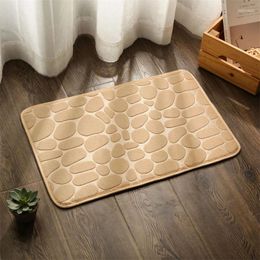 Bath Mats Bathroom Mat Pebble Shape Coral Fleece Absorbent Toilet Anti-slip Carpet Shower Bedroom Ottoman Floor