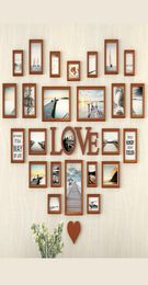 Romantic Heartshaped Po Frame Wall Decoration 25 piecesset Wedding Picture Frame Home Decor Bedroom Combination Frames Set7646101