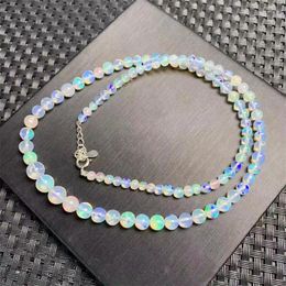 Link Bracelets Natural Opal Necklace Bracelet Jewelry For Woman Man Fengshui Healing Wealth Beads Crystal Birthday Lucky Gift 1pcs 3-6.5mm