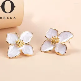 Stud Earrings Obega Flower Pink White Flowers Women Earring Post Spring Summer Trendy Girls Cute Jewelrys