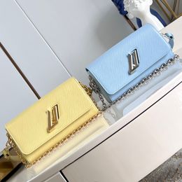 NEW Fashion Luxury Designer shoulder bag Popular twist West bags Epi leather small square Designers bag Metal long chain V shaped buckle very nice Wallet Satchel