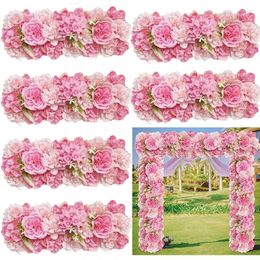 Decorative Flowers Artificial Rose Flower Panel For Wedding Decor Party Bridal Shower Fake Silk Roses Arc Floral Pink Series