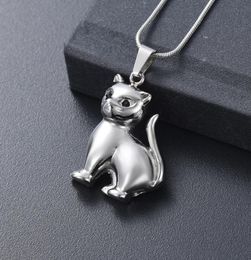 Kasd1076 Silver Tone Cat Shape Memorial Urn Locket Pet Cremation Jewelry Animal Ashes Holder Loss of Love Funeral Urns Locket572783929285