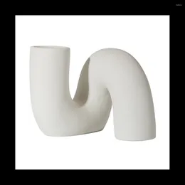 Decorative Flowers Ceramic Vase Modern Minimalist Abstract Vases Twisted Tube Shape Nordic Flower Pots For Interior Home Decor A