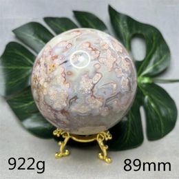 Decorative Figurines Natural Gemstone Red Cherry Blossom Agate Ball Meteor Pattern Geode Crystal Home Room Decoration Gift Witchcraft Stone