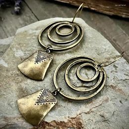Dangle Earrings Vintage Geometric Shape Pattern Retro Bohemian Style Alloy Jewelry Delicate Tourism Souvenir