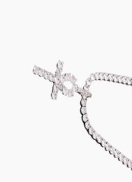 Iced Out CZ Key of Life Egypt Cross Pendant Necklace 4mm Tennis Chain SGold Silver for Men Hiphop Jewelry276A5986129