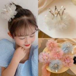 Hair Accessories Princess Children Girl Hairpin Vintage 3D Crown Mesh Clip For Kid Birthday Party Decroative Pin Girls Gift
