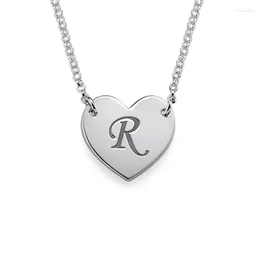 Pendant Necklaces 2024 Fashion Custom Initial Heart Necklace For Women Personalised Letter Choker Sterling Silver 925 Customised Jewellery