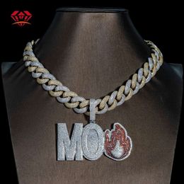 Moissanite Iced Out Cuban Link Chain Letter Necklace Mens Jewellery Gold Plated Hip Hop Sier Name Pendant