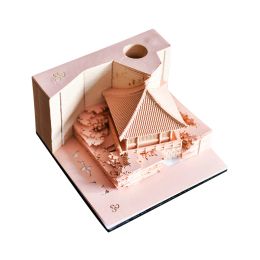 Miniatures Omoshiroi Block 3D Notepad Cubes Cute Pavilion Mini 3D Memo Pad Led Diy House Kawaii Note Paper Original Gift Wedding Guests