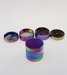 DHL Metal Herb Grinder 4 Part Cheap Tobacco Grinder 50mm Rainbow Colour Metal Zinc Alloy Grinder1845219