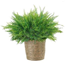 Decorative Flowers 12PCS Artificial Fern Stem Green Plants Simulation Home Furnishings Wedding Supplies For Wall House Room Patio Decor