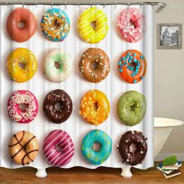 Shower Curtains Girl Pink Donuts 3d Bathroom Waterproof With Hooks Decoration 180 240CM Washable Bath Screen