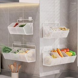 Kitchen Storage 1-3 Grid Metal Wall-mounted Vegetable Basket Dish Drainer Organiser Punch-free Shelf Useful Things For Home