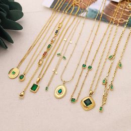 Yachan Jewelry Wind Zircon Pendant Clavicle Chain Dopamine Titanium Steel Plated True Gold Necklace Non Fading Female