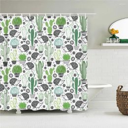 Shower Curtains Cactus Flower Leaf 3d With Hooks Waterproof Polyester Printing Bathroom Curtain Home Decoration Bathtub Screen