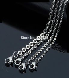 100pcs of 12mm 15mm 2mm 25mm 3mm 4mm 316L Stainless Steel Cable Chain Pendant Necklaces men women lady diy Jewellery whole 209956970