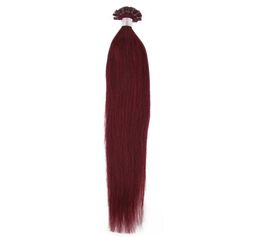 whole 200spack 08gs 14039039 24quot Keratin Stick u Tip Human Hair Extensions Brazilian hair 99j burgundy dhl Fa3489267