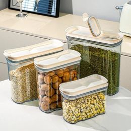 Storage Bottles Airtight Food Container Plastic Clear Cereals Jar With Sealing Lid Large Capacity Kitchen Pantry Dry Organizer Box