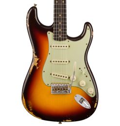 Custom Shop 1960 Relic ST Chocolate 3Tone Sunburst Electric Guitar Cream Pickups KnobsAged Chrome Hardware V Engrave Neck Pla8143702