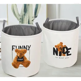 Laundry Bags Foldable Storage Basket Printed Cotton Linen Fabric Waterproof Dirty Clothes Toy Bucket Large Capacity