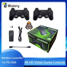 Gamepads 4K HD Video Game Console 64G Stick Builtin 10000 Games Retro Games Console Wireless Controller For PS1/GBA Xmas Kid Gift