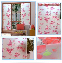 Window Stickers Red Plum Blossom Film Frosted Opaque Glass Privacy Stained For Home Decor Christmas 200cm Long