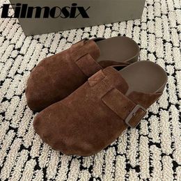 Slippers Thick Sole Closed Toe Belt Buckle Mules Women 2024 Spring Outside Casual Lazy Comfoetable Lovers